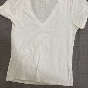 Women's White V-Neck Top